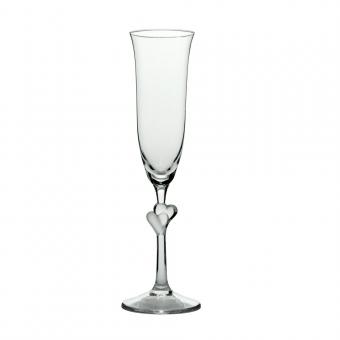 Sektglas Stölzle L'amour (175 ml) mit weißen Herzen und Logo 