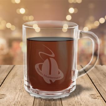 Persönliche Kaffeetasse aus Glas mit Namensgravur 