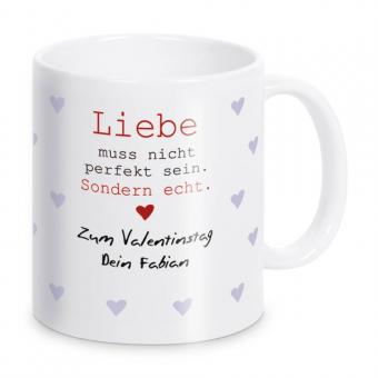 Bedruckte Tasse für Paare Liebe muss nicht mit Namen - weiß 