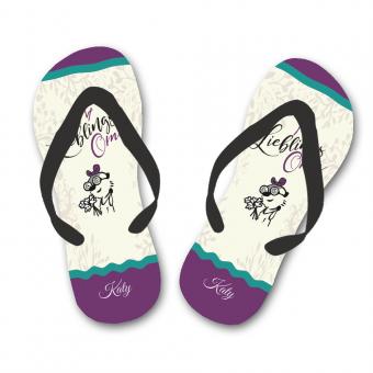 Bedruckte Flip Flops mit Omas Namen 44-46