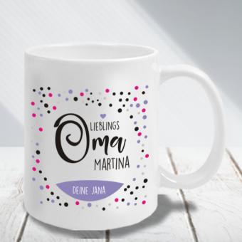 Tasse aus Keramik für Oma mit Wunschtext bedruckt 
