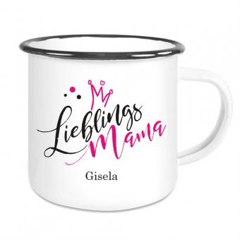 Emaille Tasse Lieblings-Mensch mit Ihrem Wunschnamen 