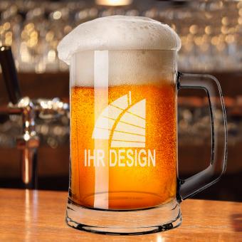 Bierkrug / Bierseidel (0,5 l) mit Ihrem Logo oder Design Muster (mit Gravur)