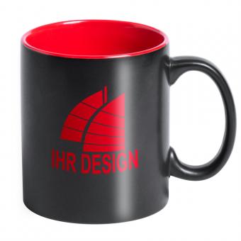 Keramik-Tasse / Lasertasse mit eigenem Logo schwarz-rot | Gravur