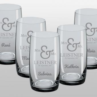 Longdrinkglas als Spar Set graviert zu Hochzeit 