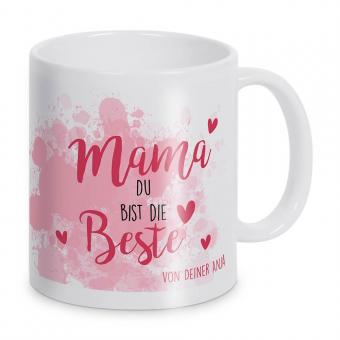 Liebevolle Tasse - Mama ist die Beste mit Wunschtext 