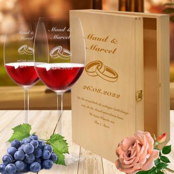 Rotwein Geschenkset zur Hochzeit mit Leonardo Gläsern 