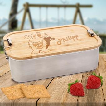 Gravierte Lunchbox für die kleinen Monster zuhause mit 1 Trennsteg