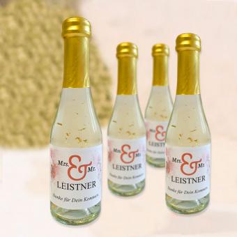 Personalisiertes Flaschen-Etikett zur Hochzeit für Sekt Piccolo 0,2 l fester Grußtext