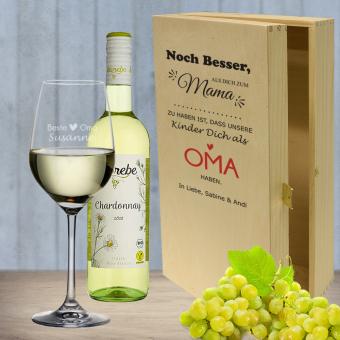 *Noch besser als* Weißwein Geschenkset für die liebste Oma Biorebe Chardonnay