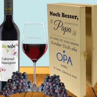 Rotwein Geschenkset bedruckt individuell für deinen Opa 