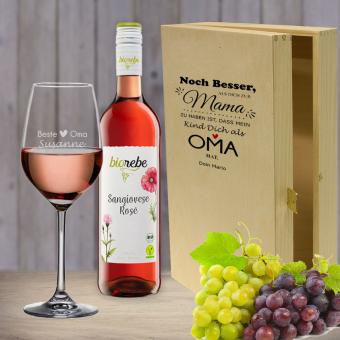 *Noch besser als* Weißwein Geschenkset für die liebste Oma Biorebe Sangiovese Rosé