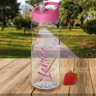 Trinkflasche 650 ml pink bedruckt mit Namen 