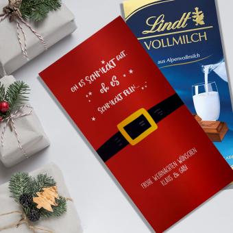 Schokolade von Lindt zu Weihnachten mit Wunschtext bedruckt, 100 g 