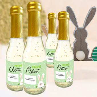 Sektflasche mit eigenem Logo und Goldflocken zu Ostern 