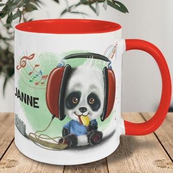 Panda Keramiktasse für Jungs individuell mit Namen bedruckt 