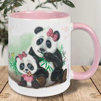 Panda Tasse für die Mama / Oma und Tochter mit Namen und Wunschtext 