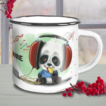 Individuelle Emaille-Tasse Panda mit Namen 