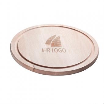 Schneidebrett/ Frühstücksbrett Holz rund mit individuellem Logo mit Gravur