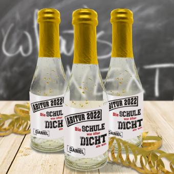 Personalisierte Sektflasche zum Abitur / Schulabschluss mit Namen bedruckt 