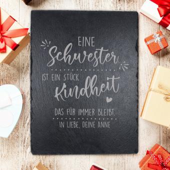 Deko Schieferplatte Geschenk für deine Schwester 