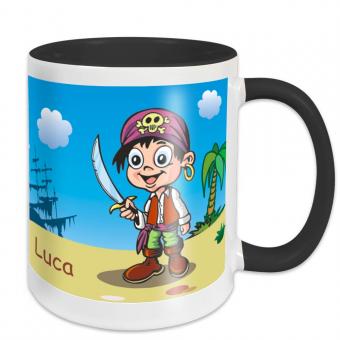 Tasse für Kinder Pirat mit eigenem Namen 