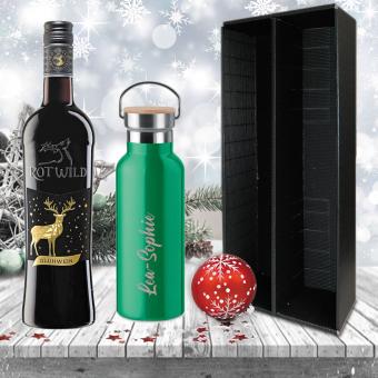 Praktisches Glühwein-Geschenk-Set mit gravierter Isolierflasche 