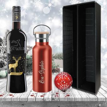 Praktisches Glühwein-Geschenk-Set mit gravierter Isolierflasche 