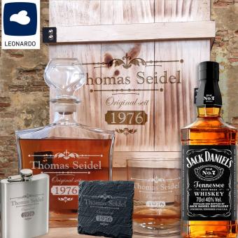 Jack Daniels - Leonardo Whisky Geschenkset mit Flachmann 