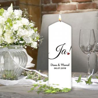 Personalisierte Kerze zur Hochzeit mit Namen und Datum 