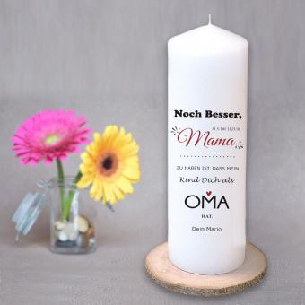 Kerze für Oma mit individuellem Wunschtext bedruckt 
