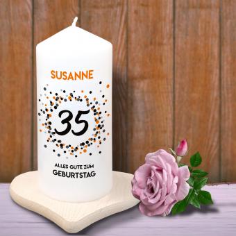 Bedruckte Geburtstagskerze mit Namen, Alter und Wunschtext personalisiert 