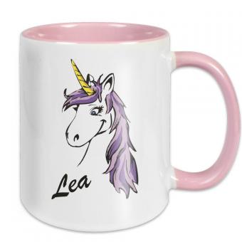 Süße Einhorn Kaffeetasse mit Namen personalisiert 