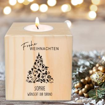 Teelicht / Teelichthalter Weihnachten bedruckt mit Namen und Text 