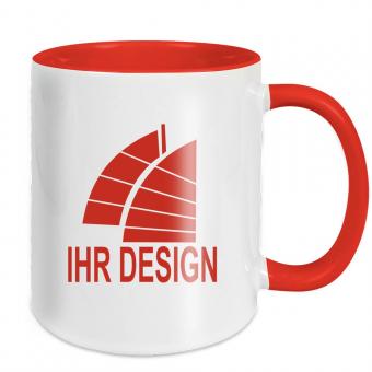 Zweifarbige Tasse / Keramiktasse mit Ihrem Logo oder Design rot | Fotodruck 4c