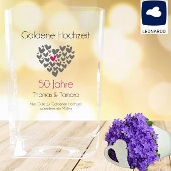 Zur Goldenen Hochzeit individuell bedruckte Vase 