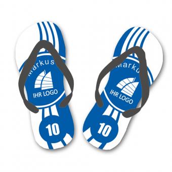 Badelatschen / Flip Flops für den Verein mit Logo, blau 42-44