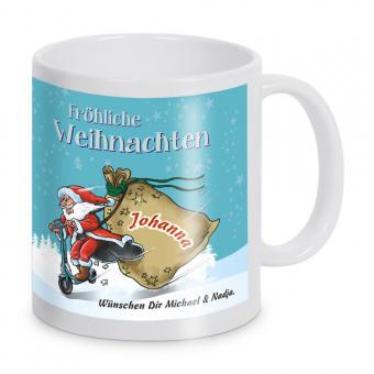 Weihnachts-Tasse E-Scooter mit Namen bedruckt 