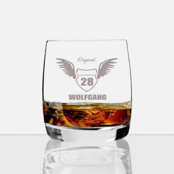 Whisky Glas mit Namen und Alter graviert 