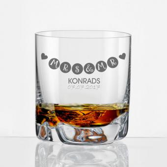 Whiskyglas zur Hochzeit mit persönlicher Gravur 