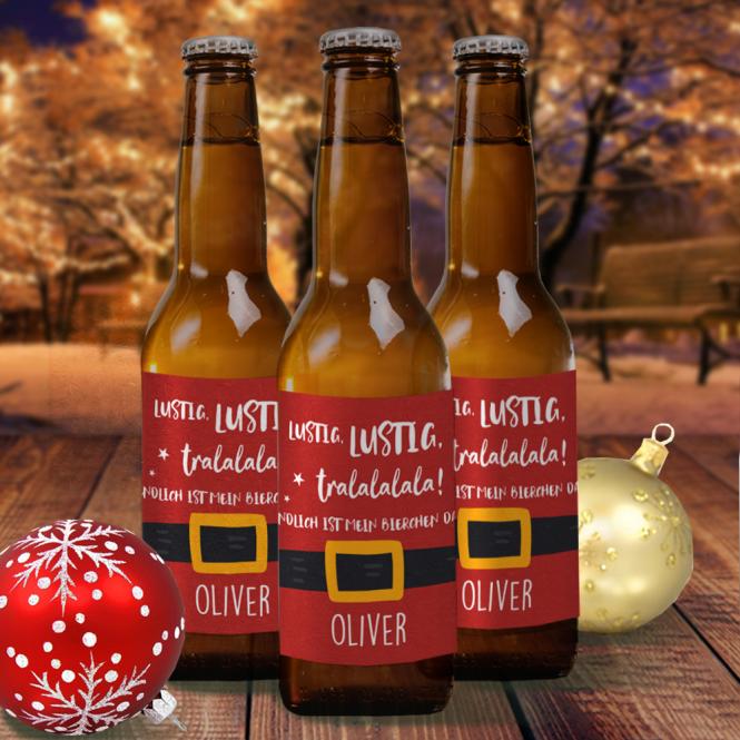 Lustiges Etikett für Bierflaschen zu Weihnachten personalisiert