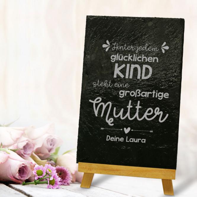 Schieferplatte Geschenk für die Mama mit eigener Gravur