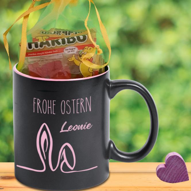 Bunte Tasse mit Ihrem Namen & Schokolade Ostergeschenk Geschenk zu Ostern