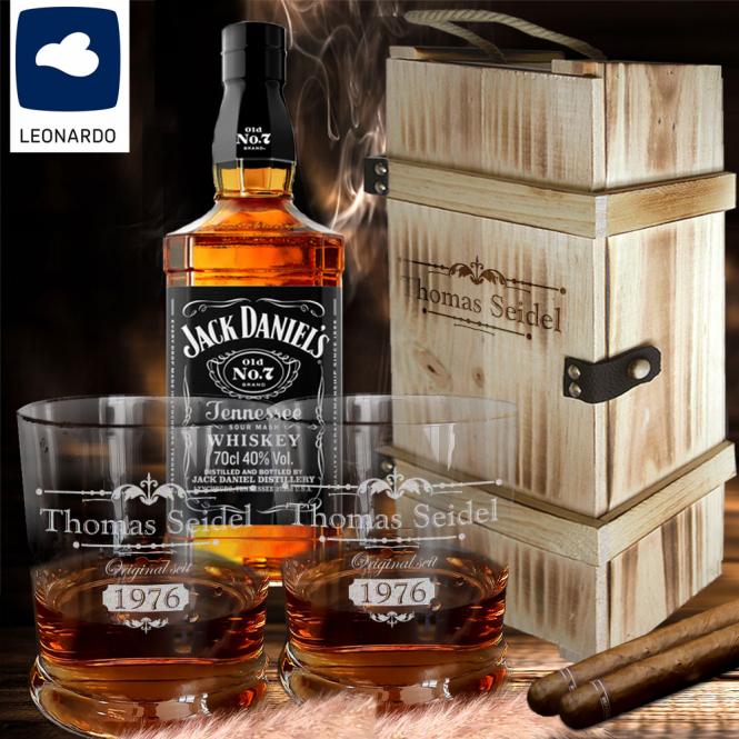 ALLES GUTE JACK DANIELS - HELLE PERSONALISIERTE HOLZKISTE