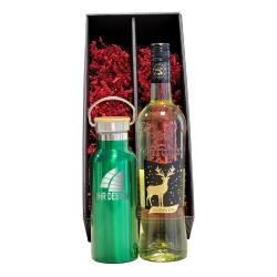 Exklusives Glühwein-Geschenk-Set mit Isoflasche GRÜN und Logo 