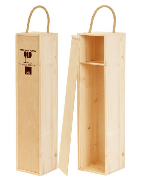 Wein Kiste Holz natur Kleine Flaschen Lagerkiste Metallhenkel Tragekiste 