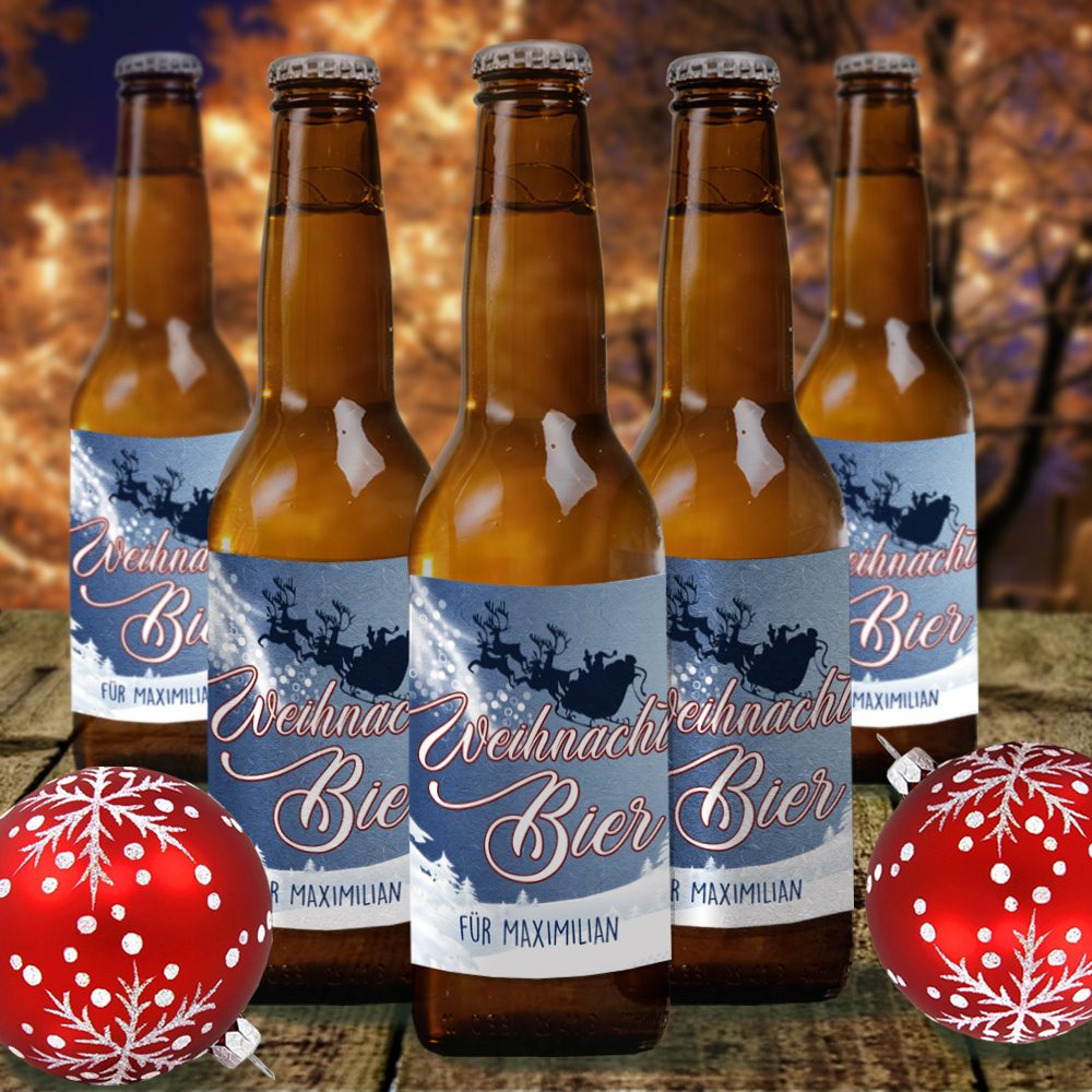 Eigenes Etikett für Bierflaschen als Geschenk zu Weihnachten