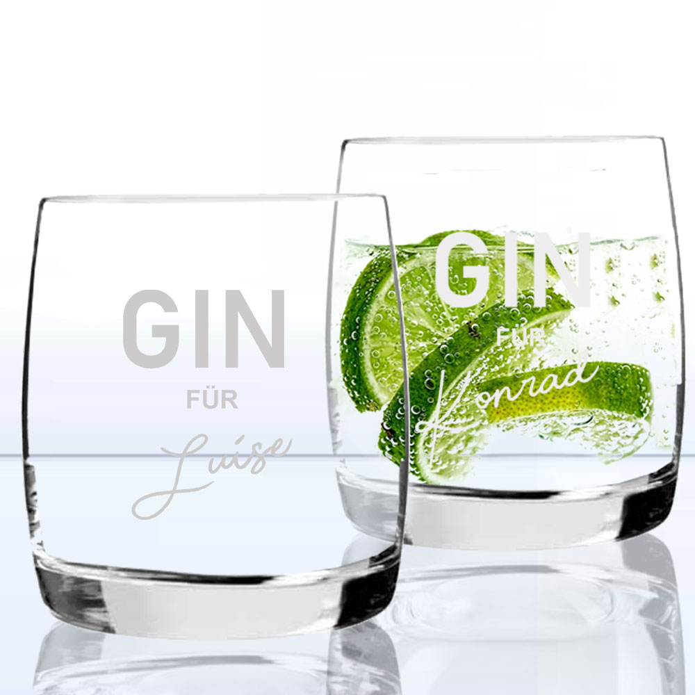 2 Gin Glaser Mit Namen Graviert Geschenkplanet