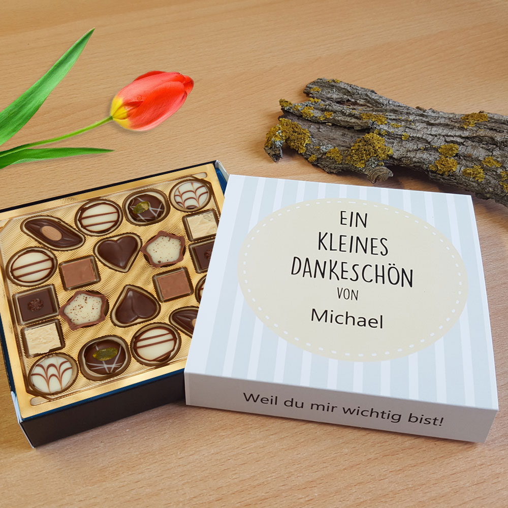 Lindt Pralinen als Dankeschön mit Namen und Text