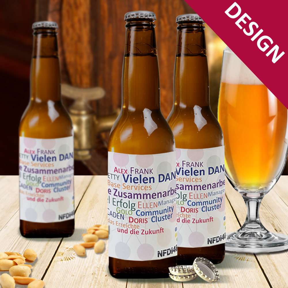 Flaschen Etikett für Bierflaschen mit eigenem Logo / Design bedrucken